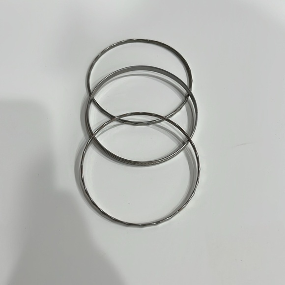 Faux, Elegant Silver Bangle, Costume Bracelet set. - Picture 5 of 7